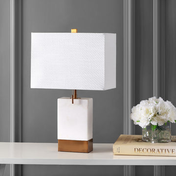 Trevor 22.5" Marble/Iron Gold Modern Console LED Table Lamp - JONATHAN Y